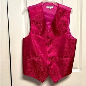 Vesuvio Napoli Satin Pink Paisley Print Italian Design Vest M